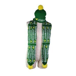 I LOVE JOHN DEERE Winter Scarf & Hat Set Pom Pom 's  Advertising  Like New